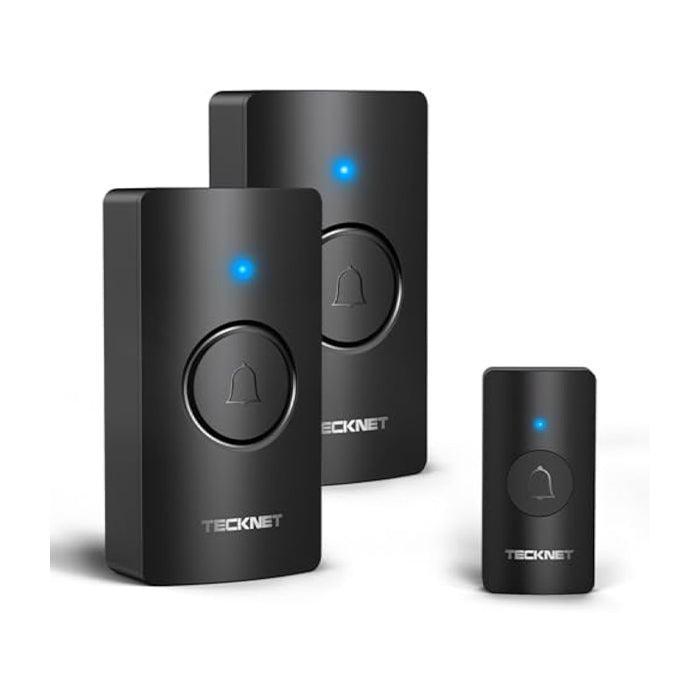 TECKNET Funkklingel, 400m Reichweite IP67 Funkklingel aussen wasserdicht, Funkklingel Batteriebetrieben mit 2 Empfängern