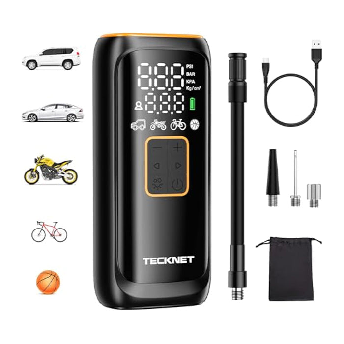 TECKNET Akku Kompressor 6000mAh, Elektrische Luftpumpe 150 PSI