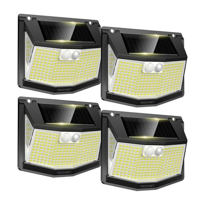 TECKNET Solarlampen für Außen mit Bewegungsmelder 248 LED Solarleuchten Lampe 3 Modi 300° IP66 Wasserdichte Solar Lampe