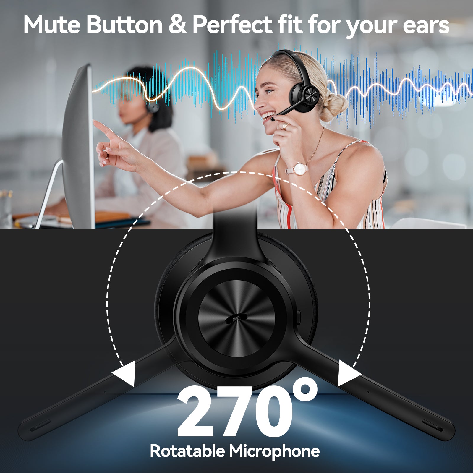 TECKNET V5.2 Bluetooth Headset mit Mikrofon