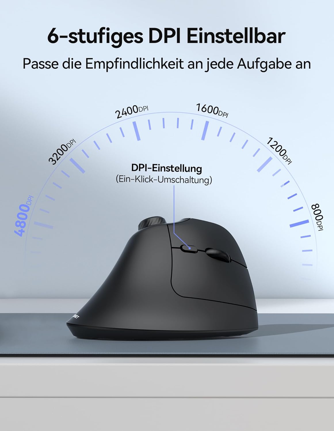 TECKNET Vertikale Ergonomische Maus Kabellos mit Lautstärkeregler