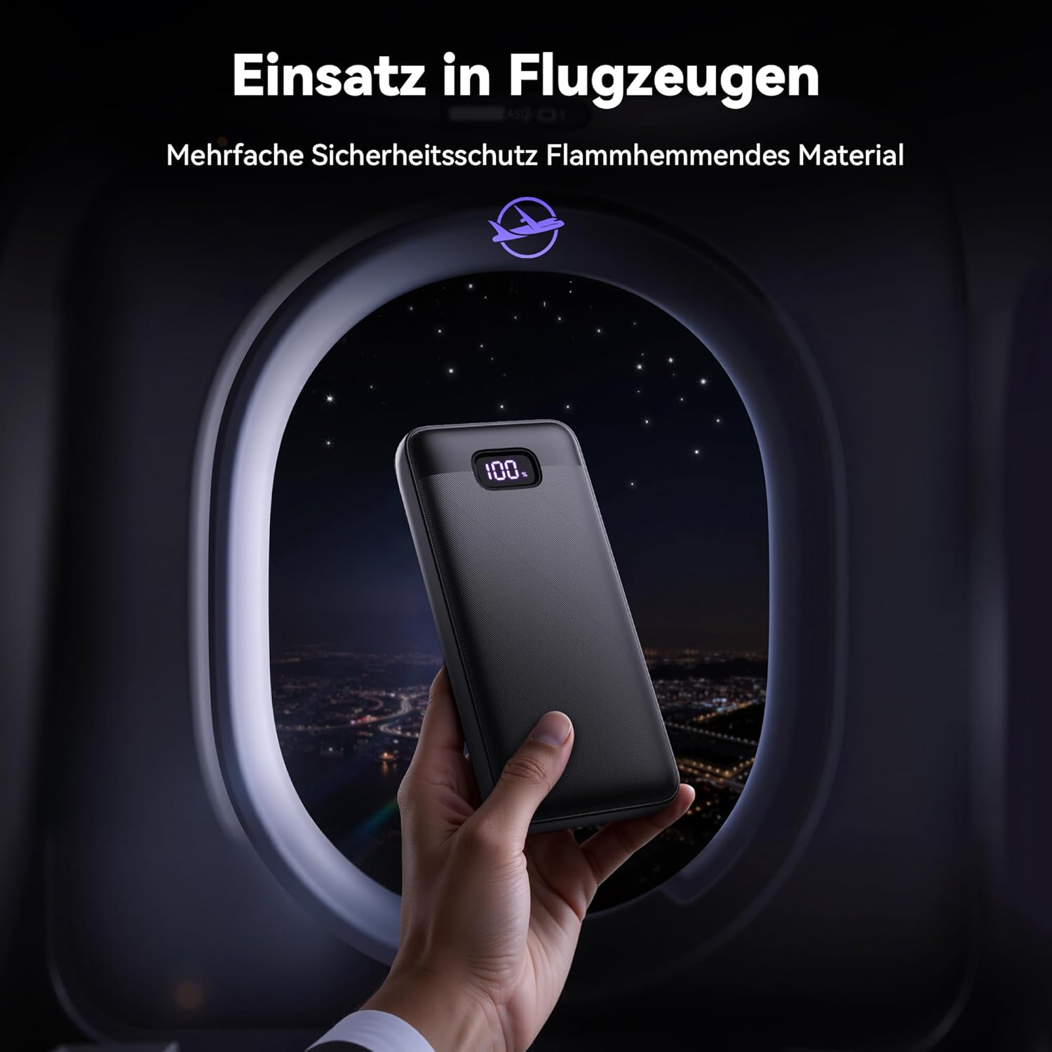 TECKNET Power Bank, 20000mAh 22,5W Schnellladefunktion Powerbank mit USB C Kabel und LED-Display