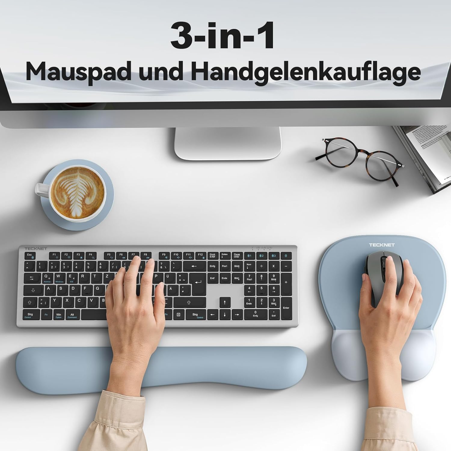 TECKNET 3-in-1 Ergonomisches Mauspad Set