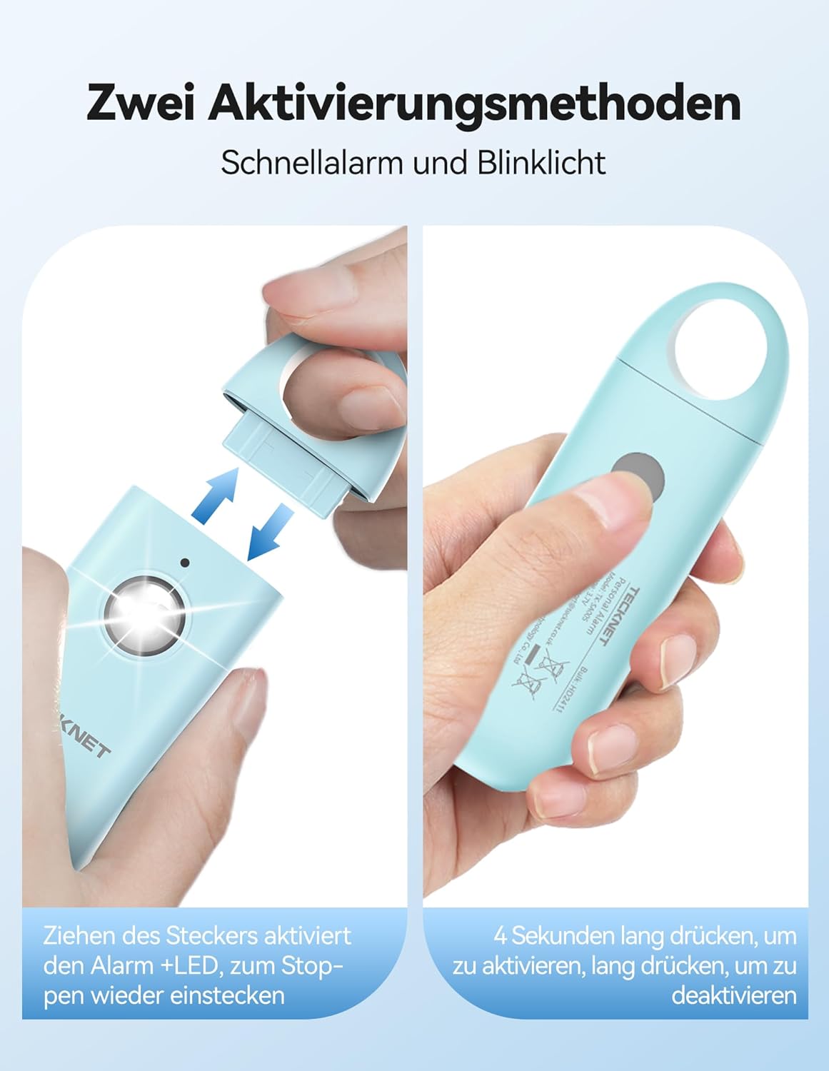 TECKNET Persönlicher Alarm für Frauen, Taschenalarm mit 130dB