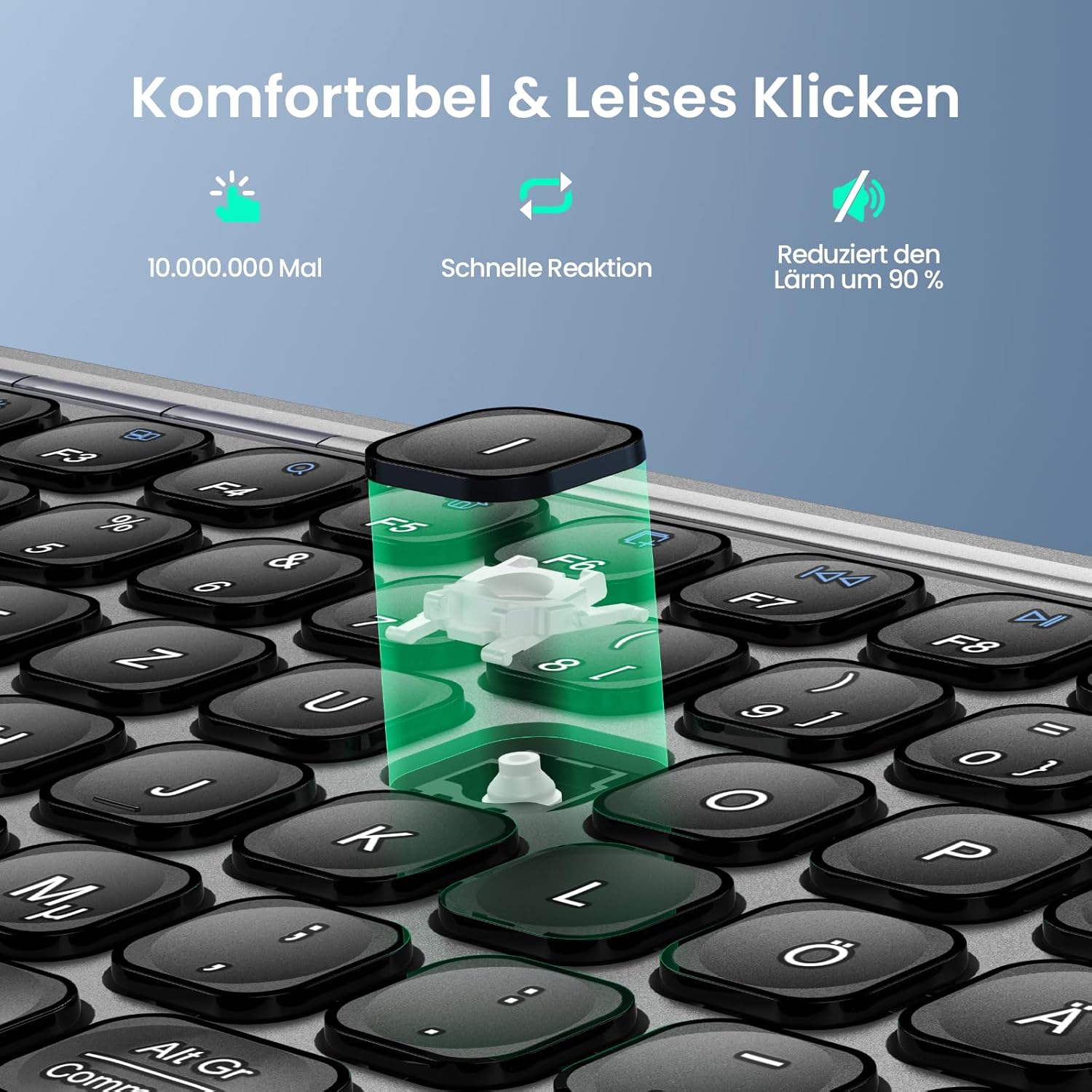 TECKNET Tastatur Kabellos, Wiederaufladbare Mini Bluetooth Tastaturen