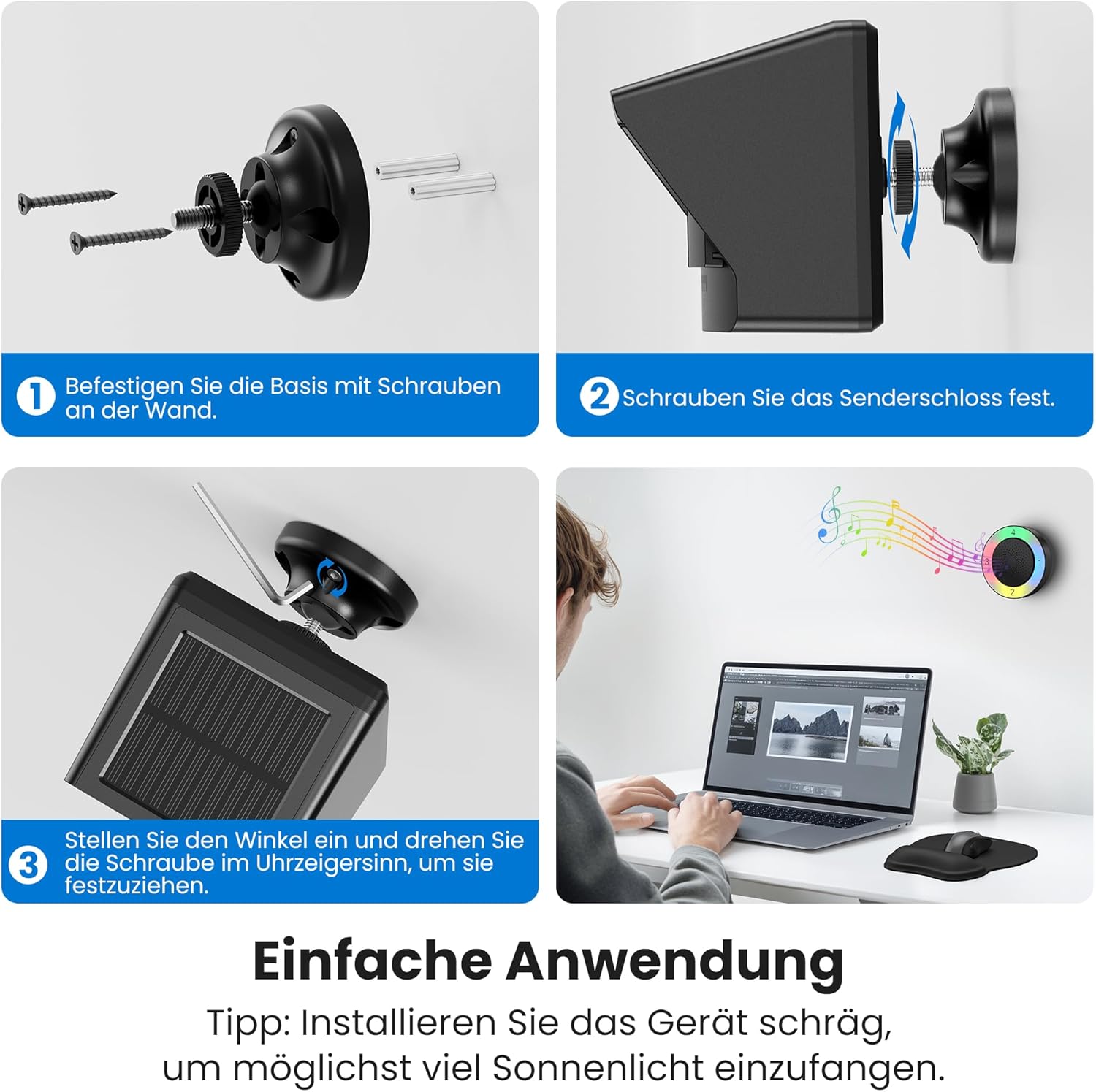 TECKNET Solar Bewegungsmelder Alarm mit 800 Meter Reichweite