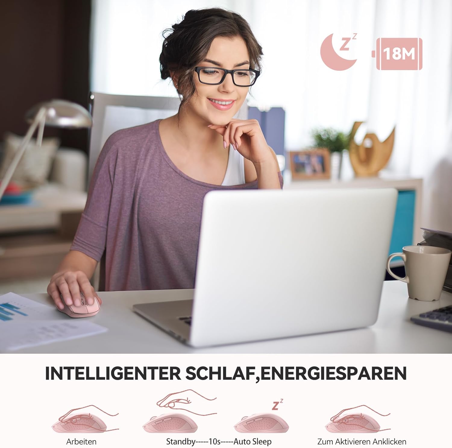 TECKNET Bluetooth Maus, 2.4G Maus Kabellos (BT 5.0/3.0 + USB A + USB C) 4000 DPI