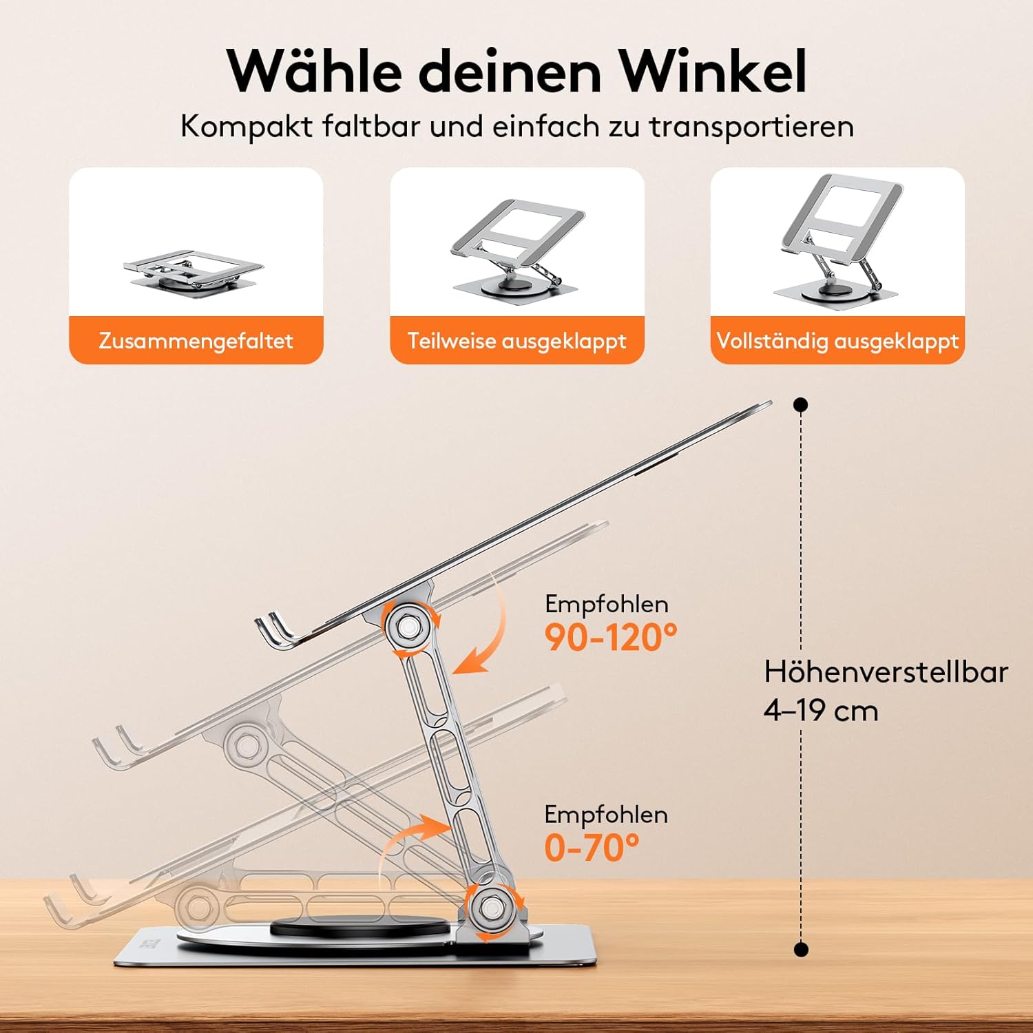 TECKNET 360° Laptop Ständer Höhenverstellbar