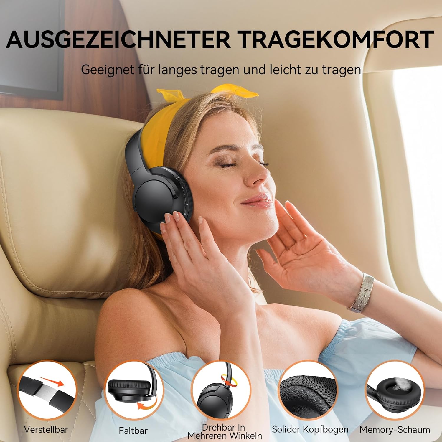 TECKNET Bluetooth-Kopfhörer Over-Ear,Kopfhörer Kabellos Bluetooth 70 Stunden Spielzeit und 5.3 BT
