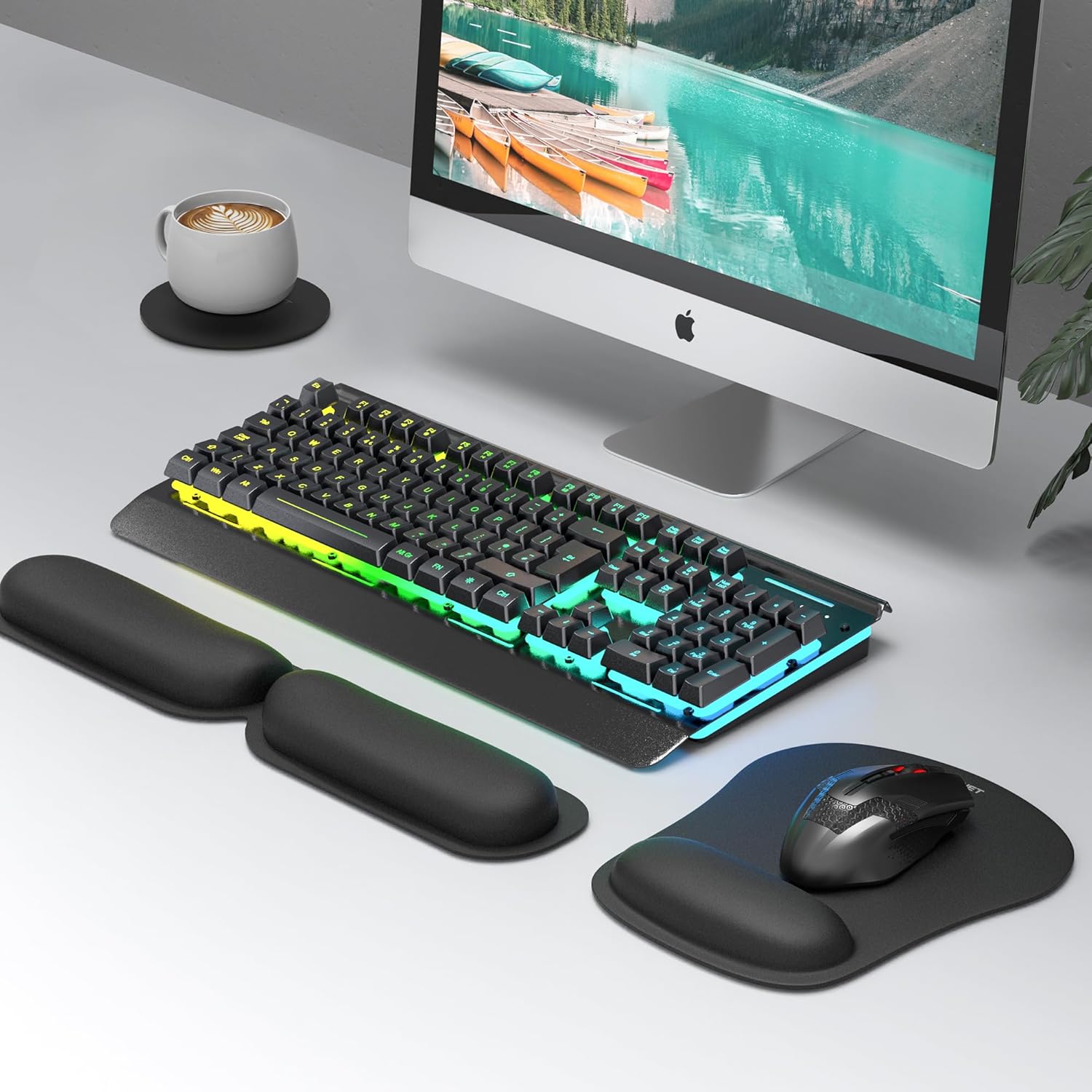 TECKNET 3-in-1 Mauspad Set, Ergonomisches Mousepad