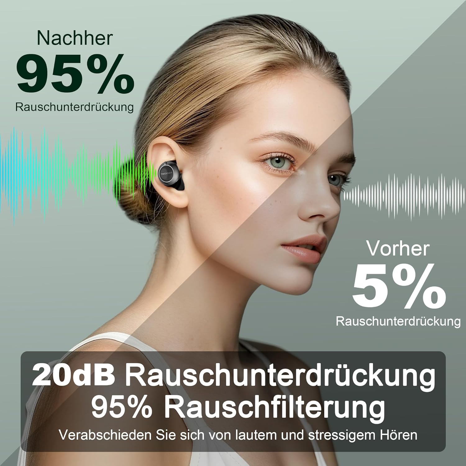 TECKNET Anpassbare Ohrstöpsel mit 3 Modi – Geräuschreduzierende