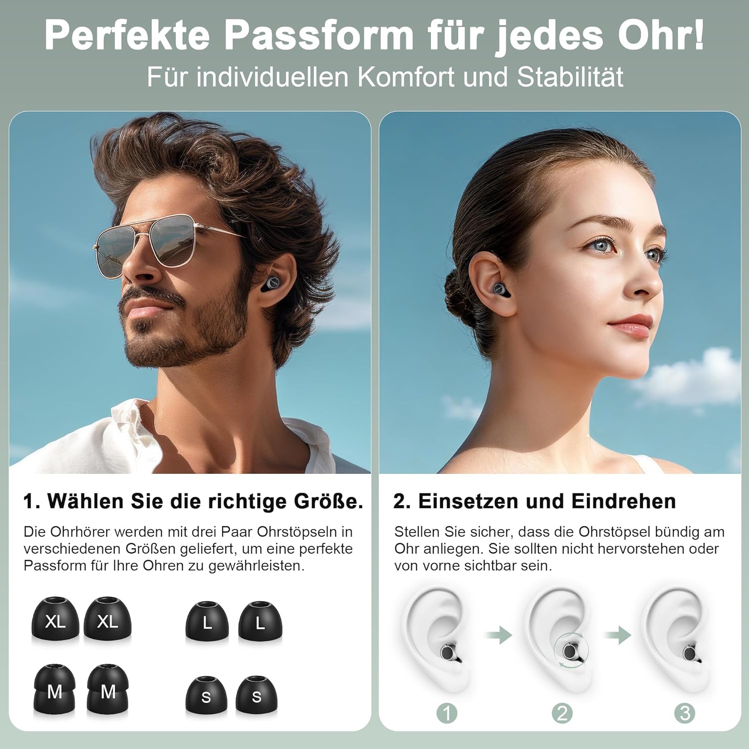 TECKNET Anpassbare Ohrstöpsel mit 3 Modi – Geräuschreduzierende