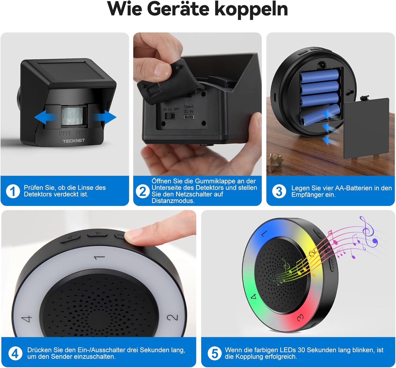 TECKNET Solar Bewegungsmelder Alarm mit 800 Meter Reichweite