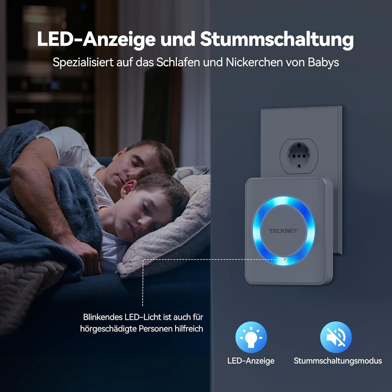 TECKNET Funkklingel, IP65 Funk klingel Set Aussen Wasserdicht, Kabellose Türklingel 400m Reichweite