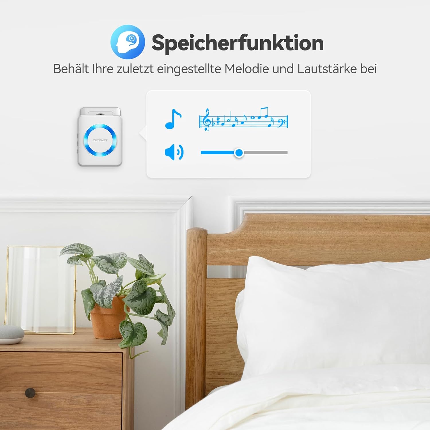 TECKNET Funkklingel, IP65 Funk klingel Set Aussen Wasserdicht, Kabellose Türklingel 400m Reichweite