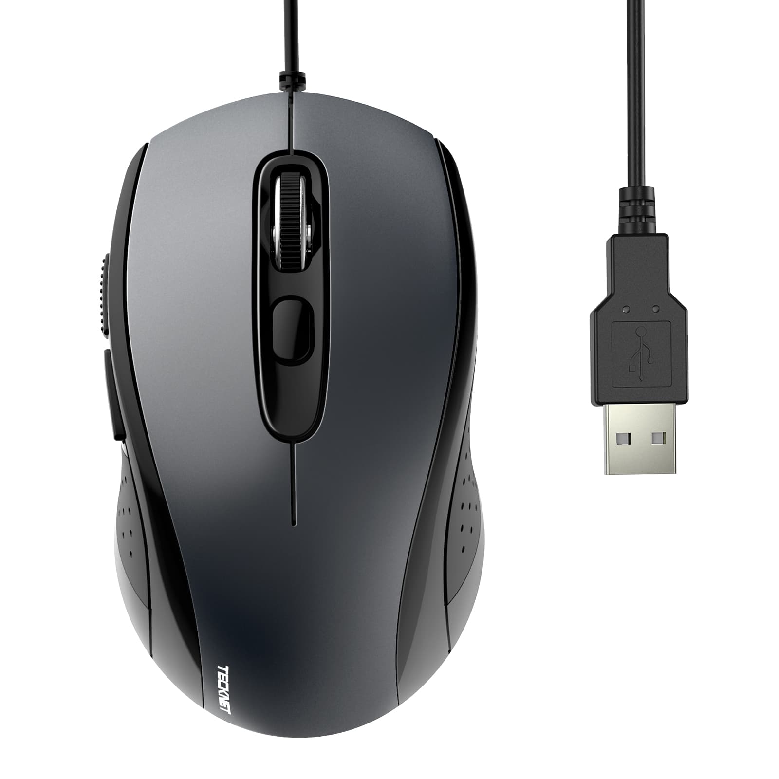 TECKNET Kabelgebundene Maus, USB-kabelgebundene Computermaus mit 3600 DPI und 4 einstellbaren Stufen