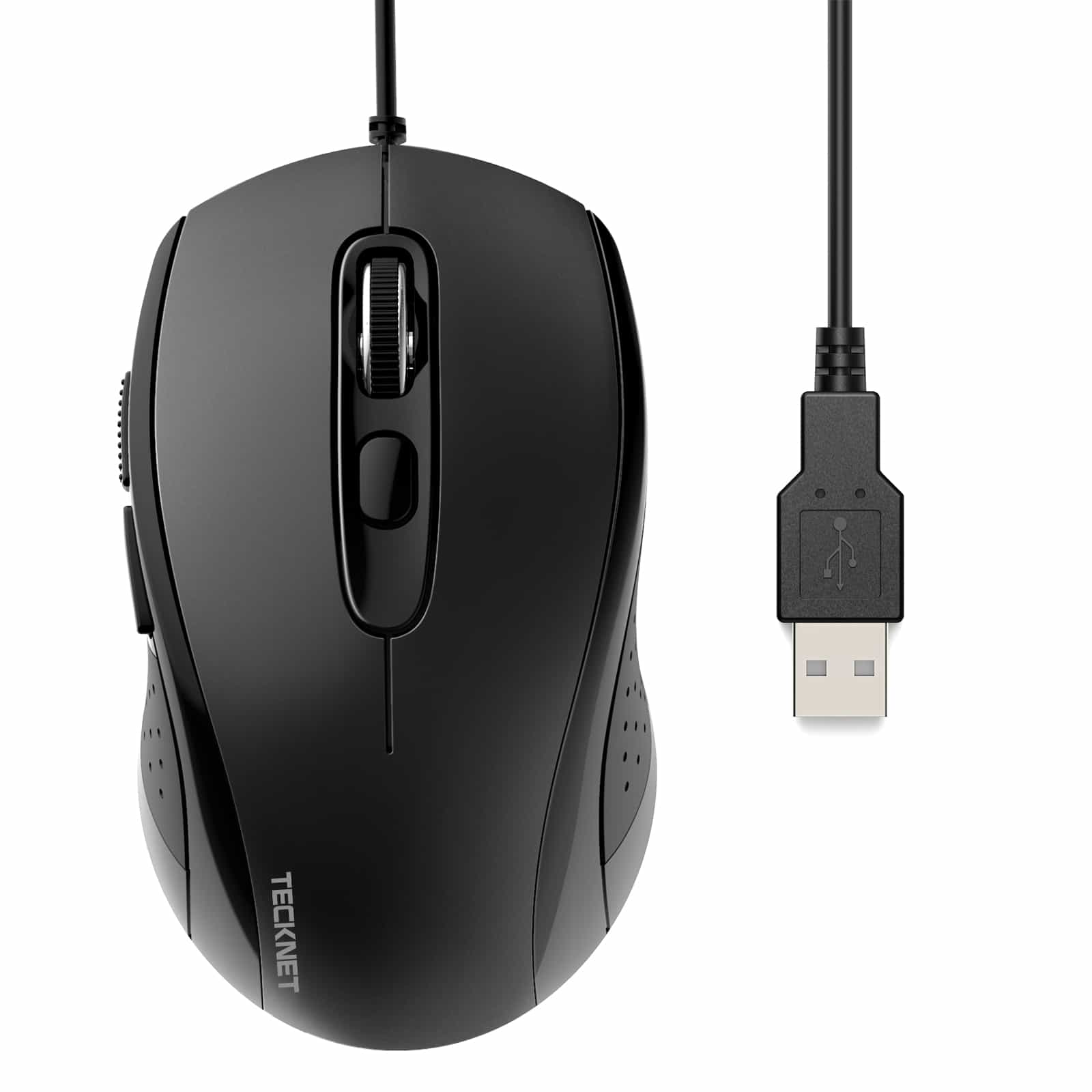 TECKNET Kabelgebundene Maus, USB-kabelgebundene Computermaus mit 3600 DPI und 4 einstellbaren Stufen