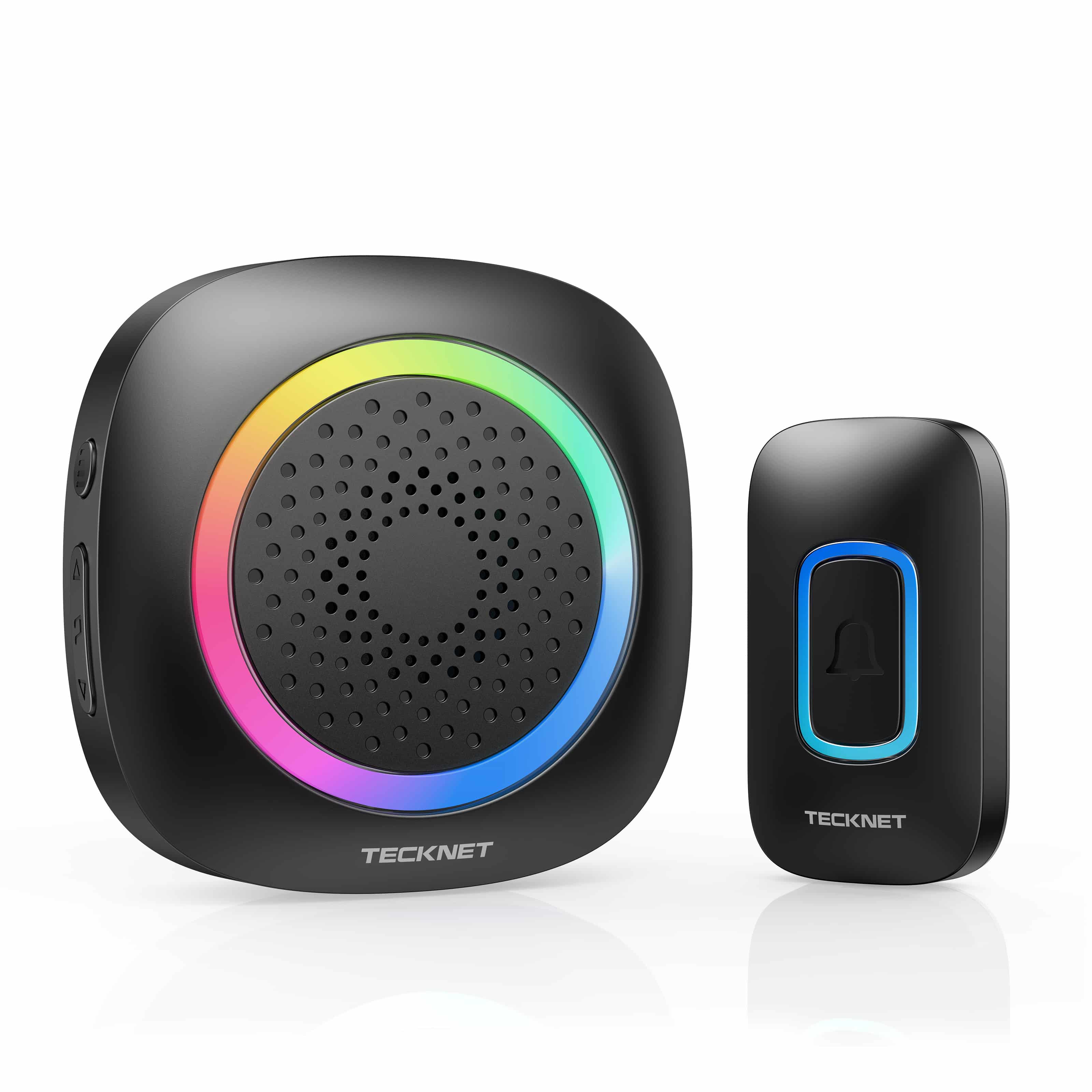 TECKNET Funkklingel, Kabellose Türklingel Batteriebetrieben mit RGB Licht 60 Melodien