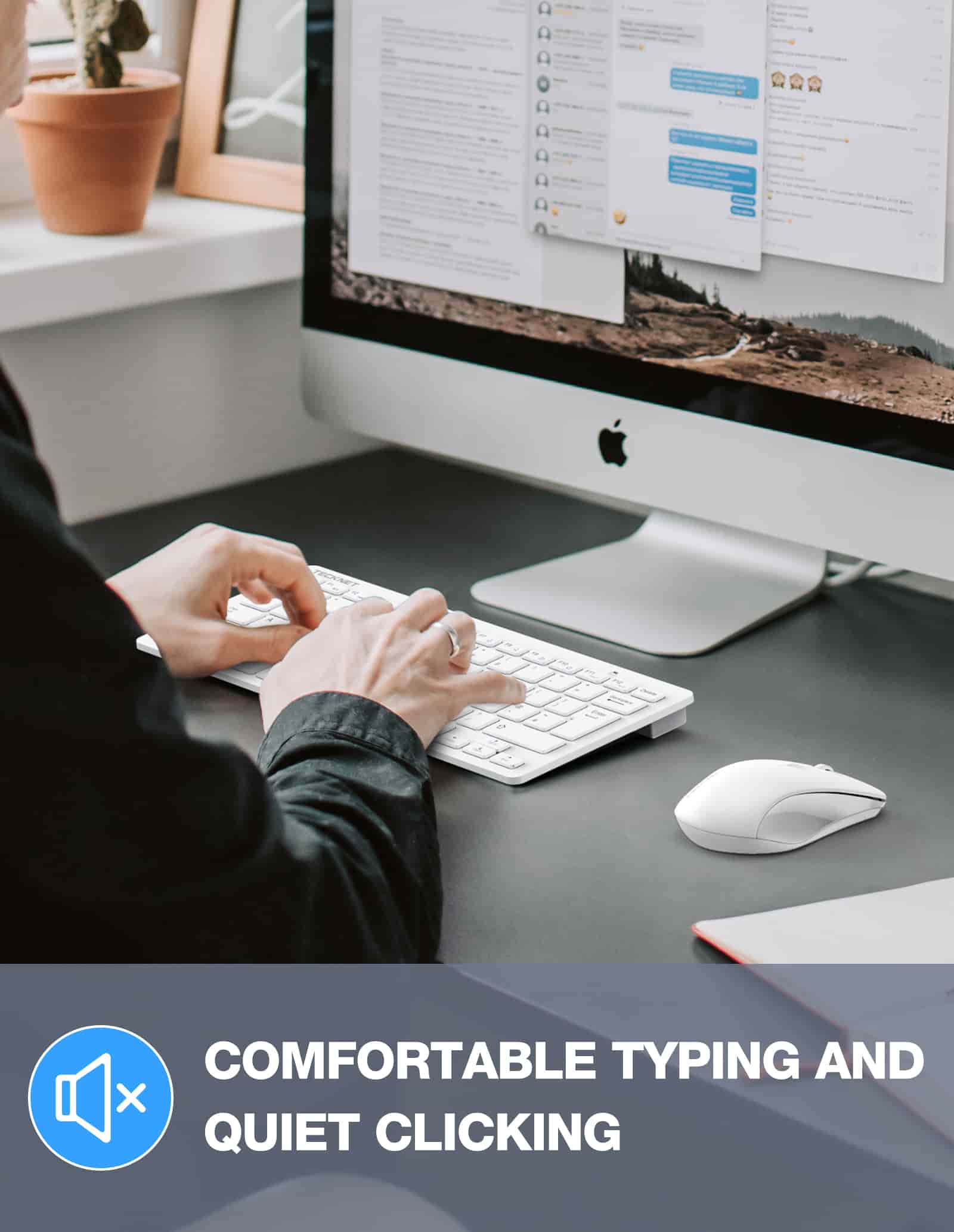 TECKNET Kabelloses Tastatur Maus Set, 2.4 GHz Funk Mini Tastatur Mouse, 15m Reichweite Wireless Verbindung