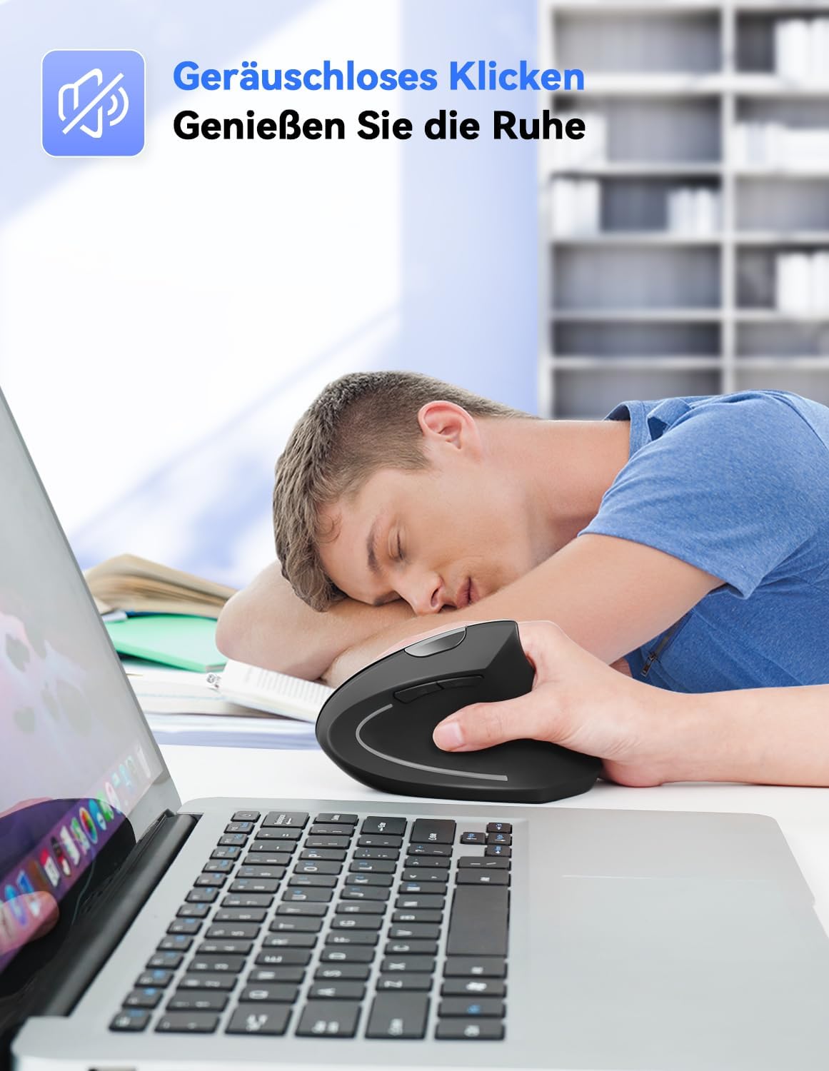 TECKNET Wireless Vertikale Ergonomische Maus, 6 Tasten Kabellose Optische Maus 4800DPI