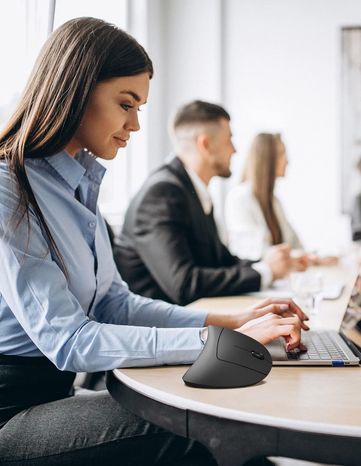 TECKNET Wireless Vertikale Ergonomische Maus, 6 Tasten Kabellose Optische Maus 4800DPI