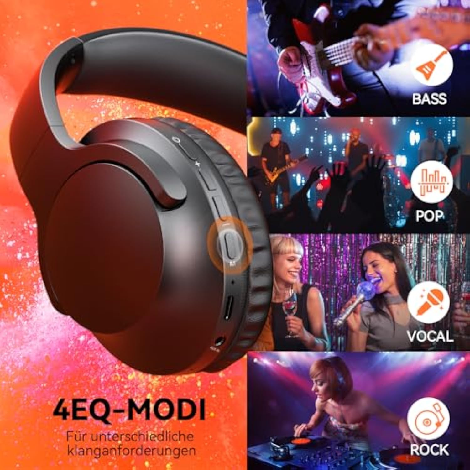 TECKNET Bluetooth-Kopfhörer Over-Ear,Kopfhörer Kabellos Bluetooth 70 Stunden Spielzeit und 5.3 BT