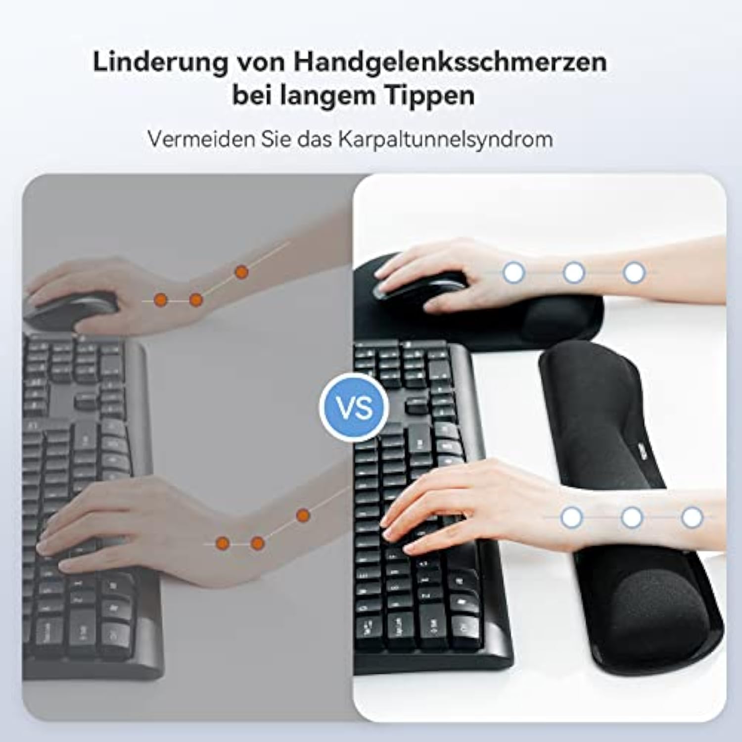 TECKNET Mauspad mit Handauflage, Gelkissen Mousepad und Ergonomische Memory Foam Tastatur Handgelenkauflage Set