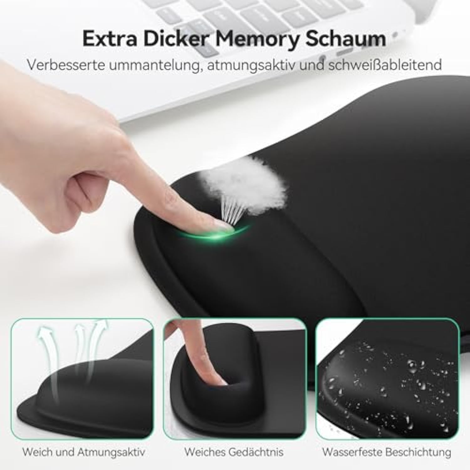 TECKNET 3-in-1 Mauspad Set, Ergonomisches Mousepad