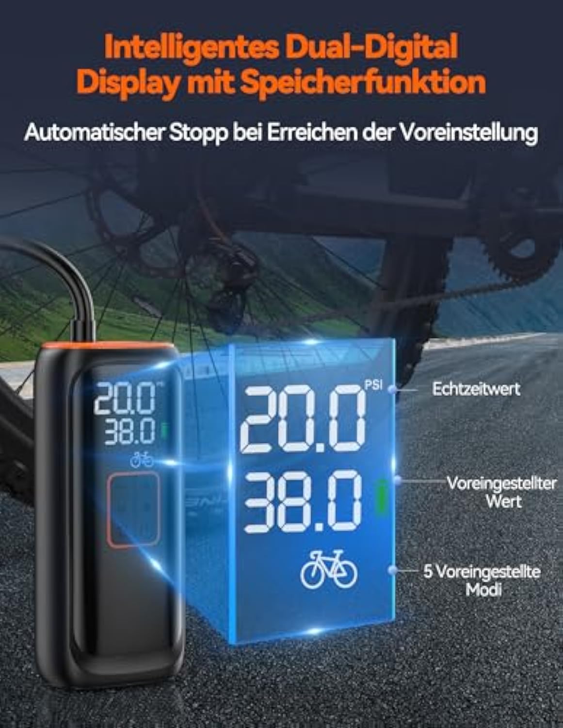 TECKNET Akku Kompressor 6000mAh, Elektrische Luftpumpe 150 PSI