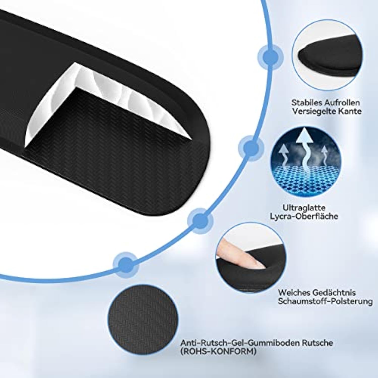 TECKNET Mauspad mit Handauflage, Gelkissen Mousepad und Ergonomische Memory Foam Tastatur Handgelenkauflage Set