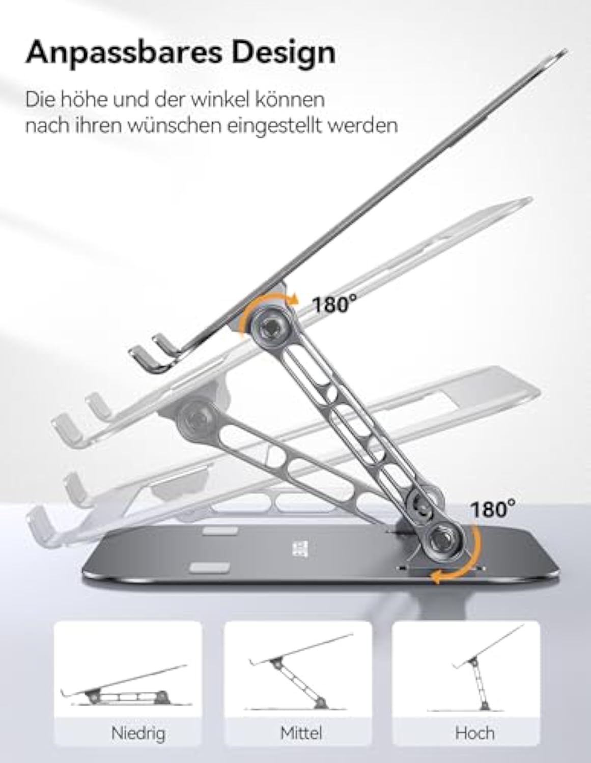 TECKNET Laptop Ständer Höhenverstellbarer, Kompatibel mit Allen 11 bis 17,3 Zoll für Notebooks,MacBook und Tablets