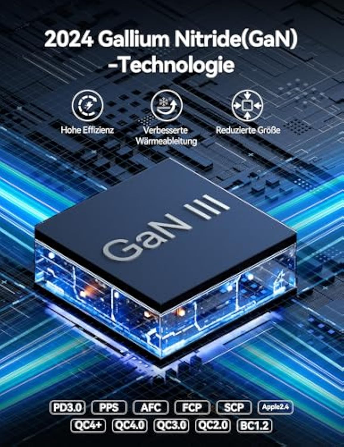 TECKNET USB C Ladegerät 65W 3-Port PPS Schnellladegerät