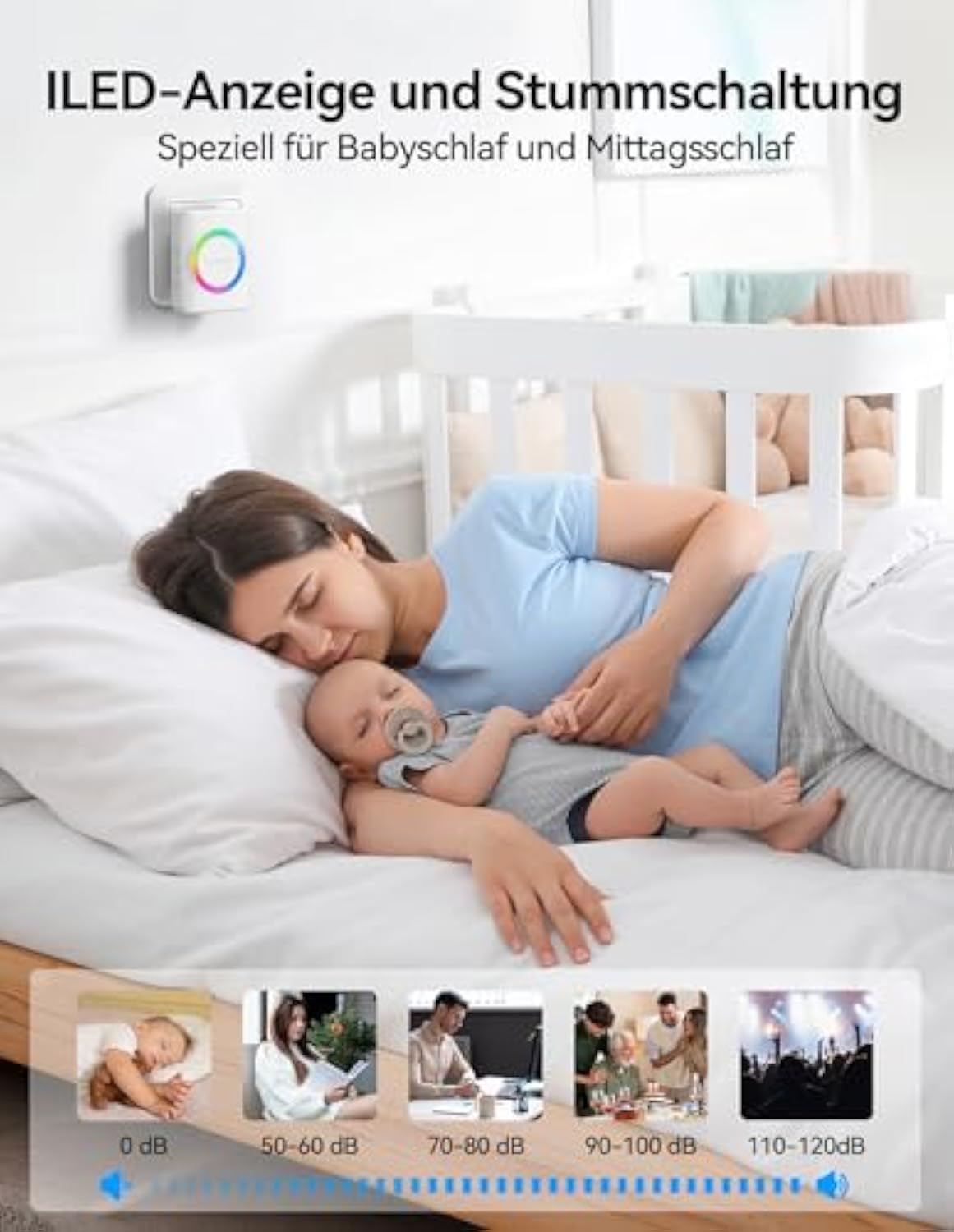 TECKNET Funkklingel, IP65 Funk klingel Set Aussen Wasserdicht, Kabellose Türklingel 600M Reichweite, Haustür Klingel kit mit 1 Plug-In-Empfänger und 2 Sender