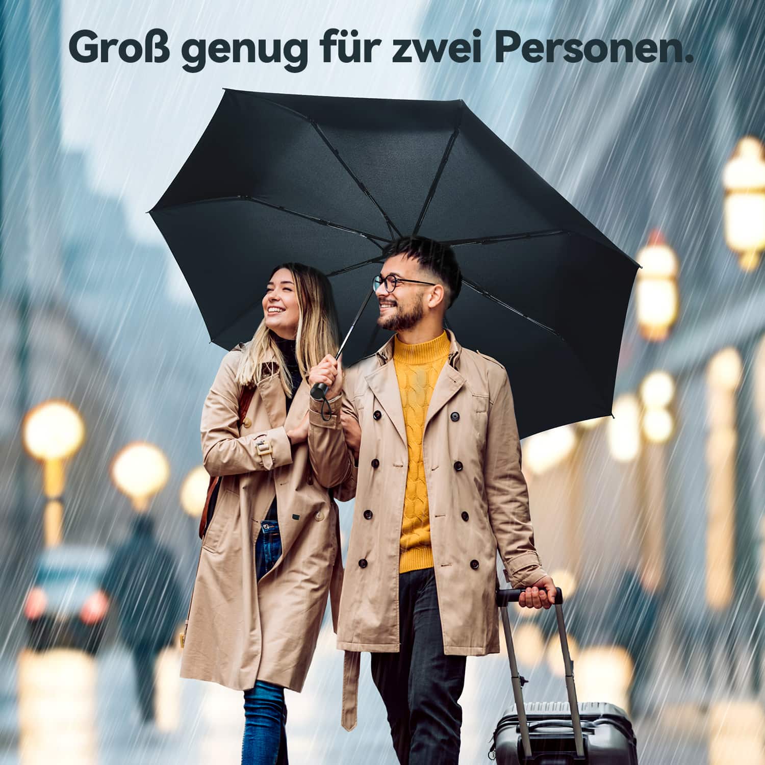 TechRise Regenschirm, winddichter Regenschirm mit automatischem Öffnen und Schließen, tragbarer und faltbarer Taschenregenschirm