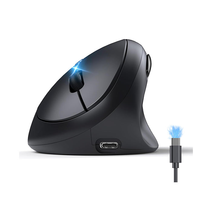 TECKNET Ergonomische Maus Bluetooth, Wiederaufladbar Maus Kabellos mit 3 Gerät (BT 5.0/3.0 + 2.4G)