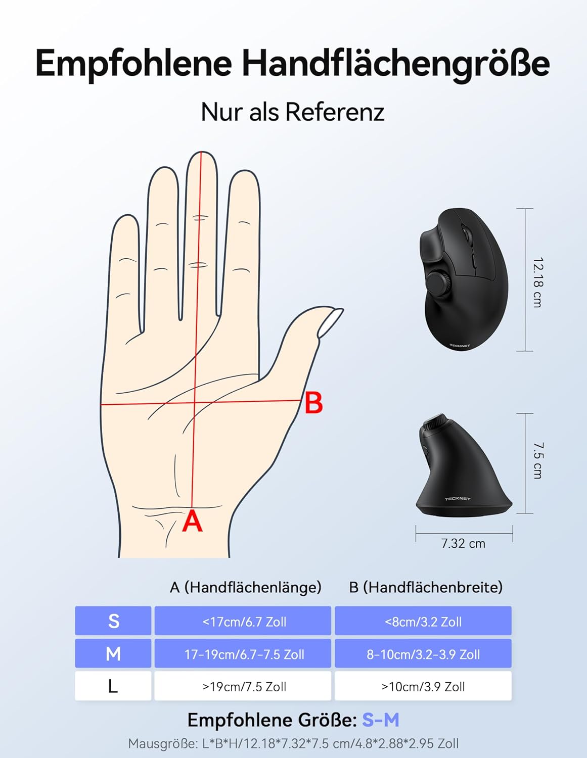 TECKNET Vertikale Ergonomische Maus Kabellos mit Lautstärkeregler