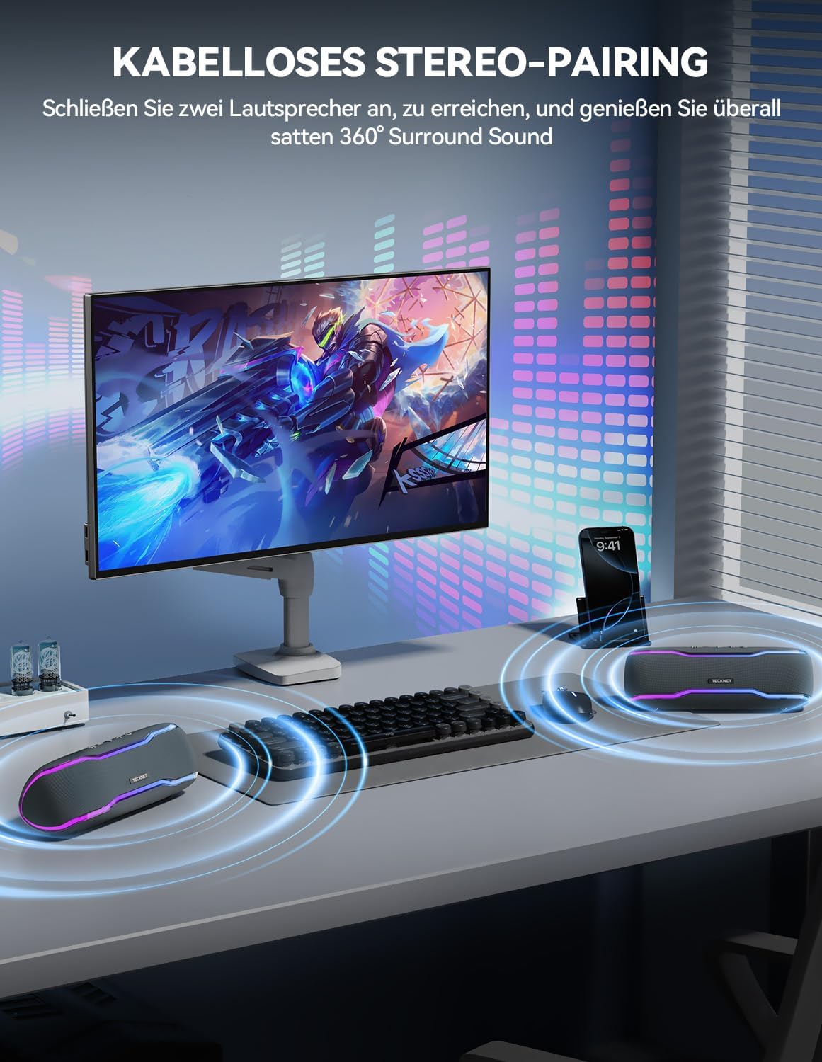 TECKNET Bluetooth Lautsprecher mit Licht