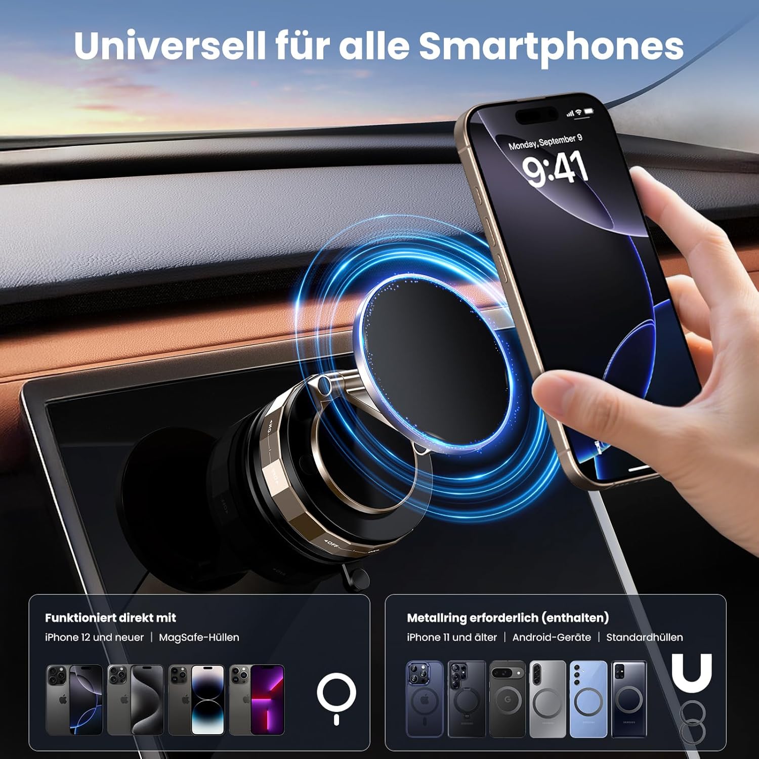 TECKNET Vakuum Magnetischer Handyhalterung Auto für MagSafe Autohalterung