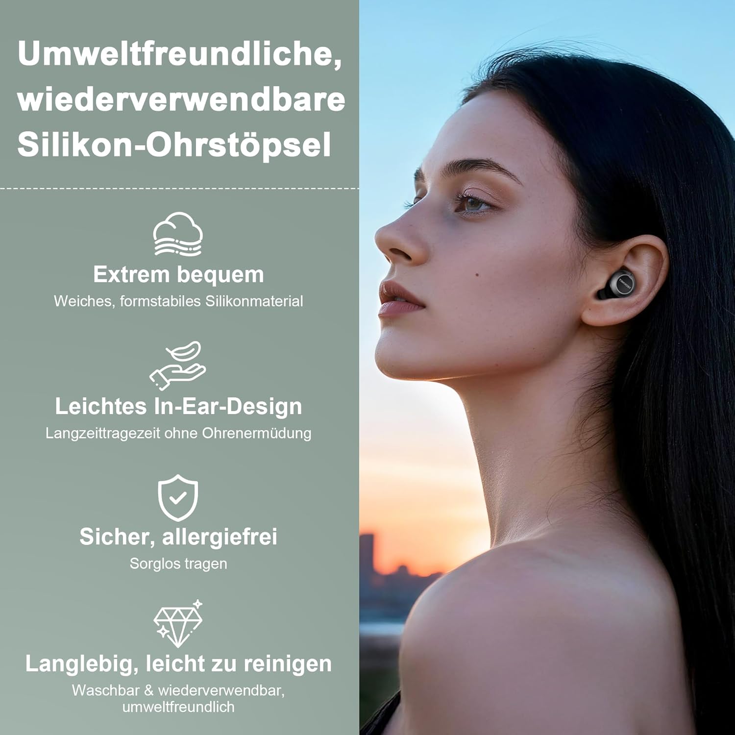 TECKNET Anpassbare Ohrstöpsel mit 3 Modi – Geräuschreduzierende