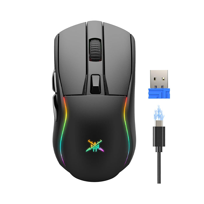 TECKNET Gaming Maus Kabellos, 24000 DPI mit DREI Verbindungsmodi und 6 RGB-Leuchten