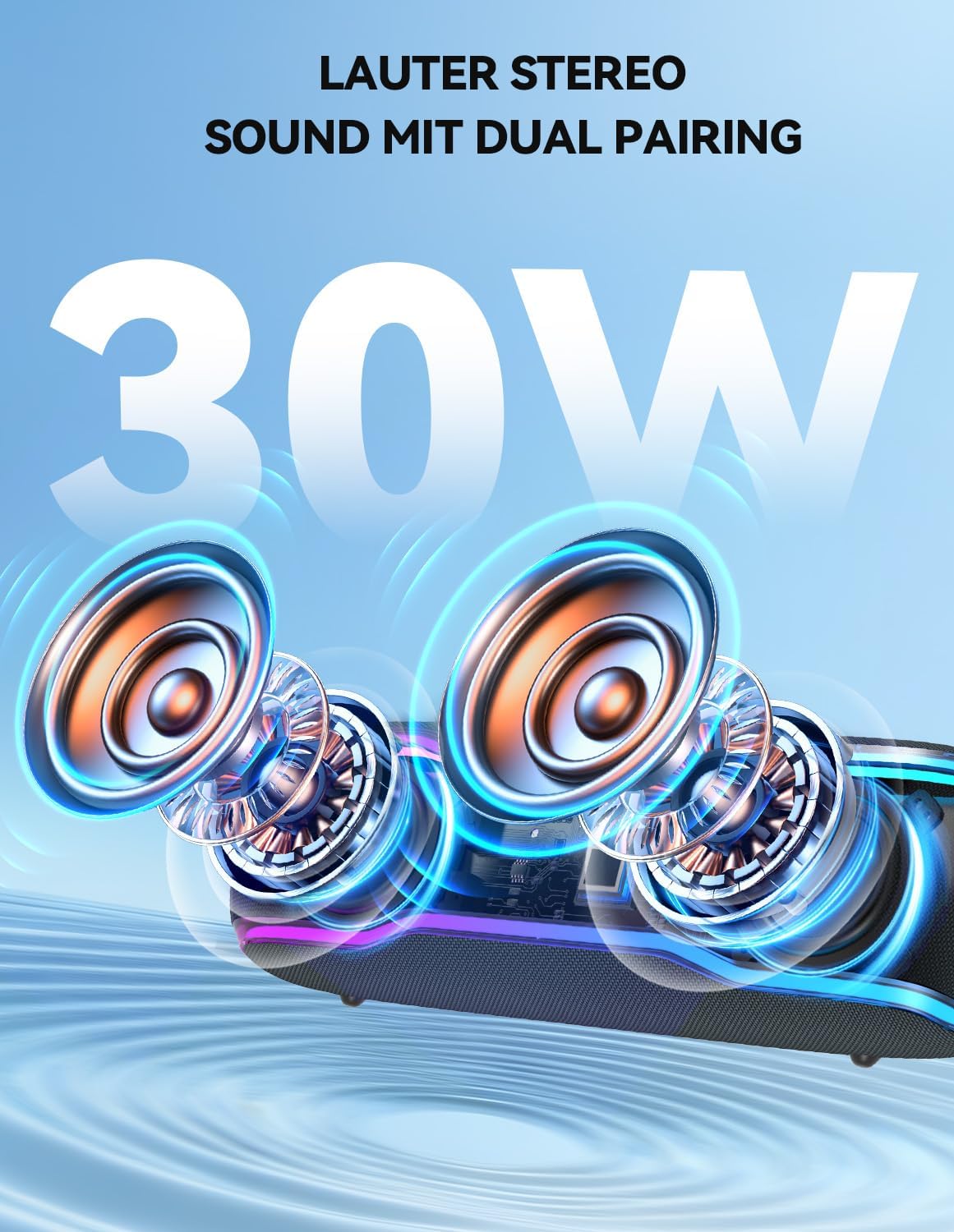 TECKNET Bluetooth Lautsprecher mit Licht