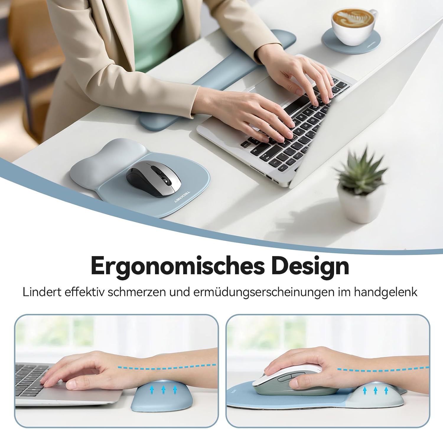 TECKNET 3-in-1 Ergonomisches Mauspad Set