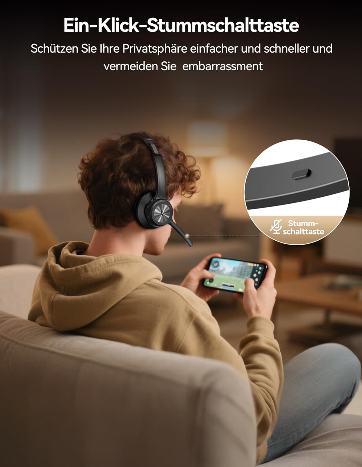 TECKNET Bluetooth Headset mit Mikrofon
