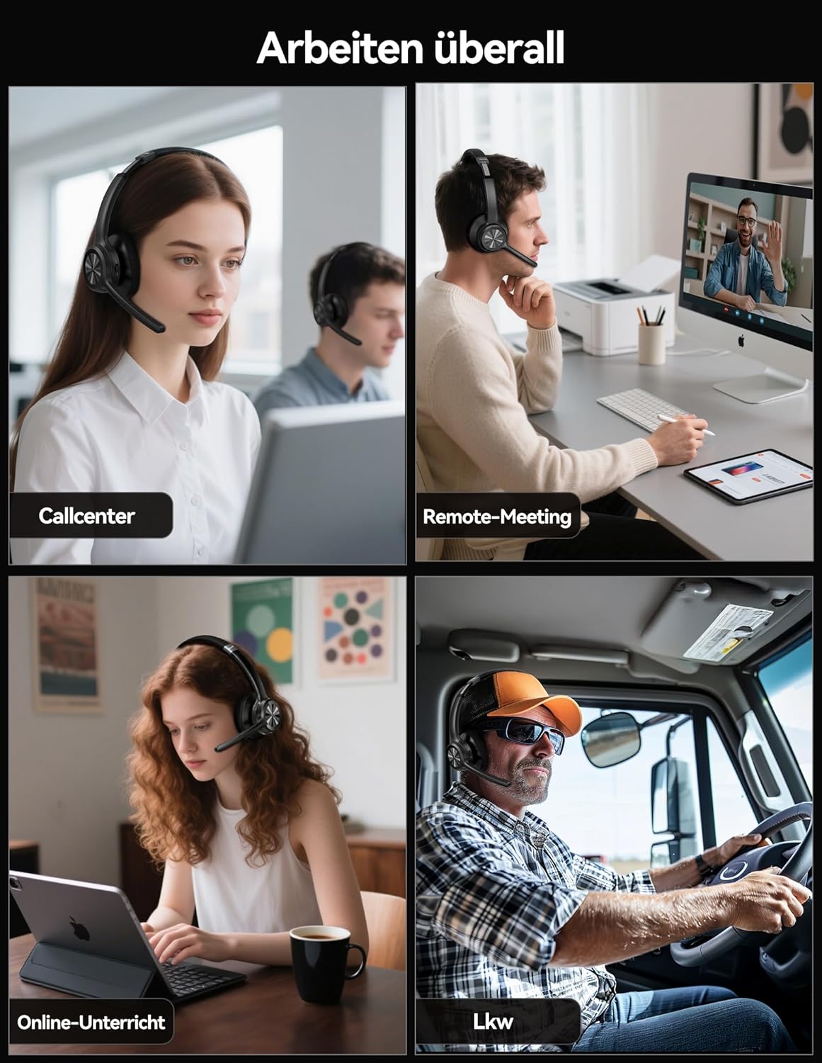TECKNET Bluetooth Headset mit Mikrofon