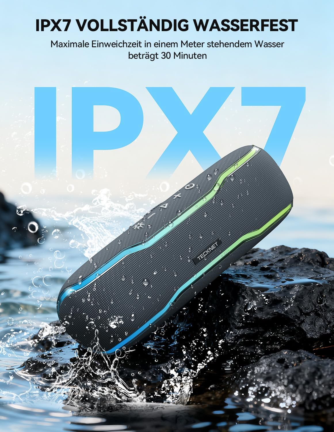 TECKNET Bluetooth Lautsprecher mit Licht