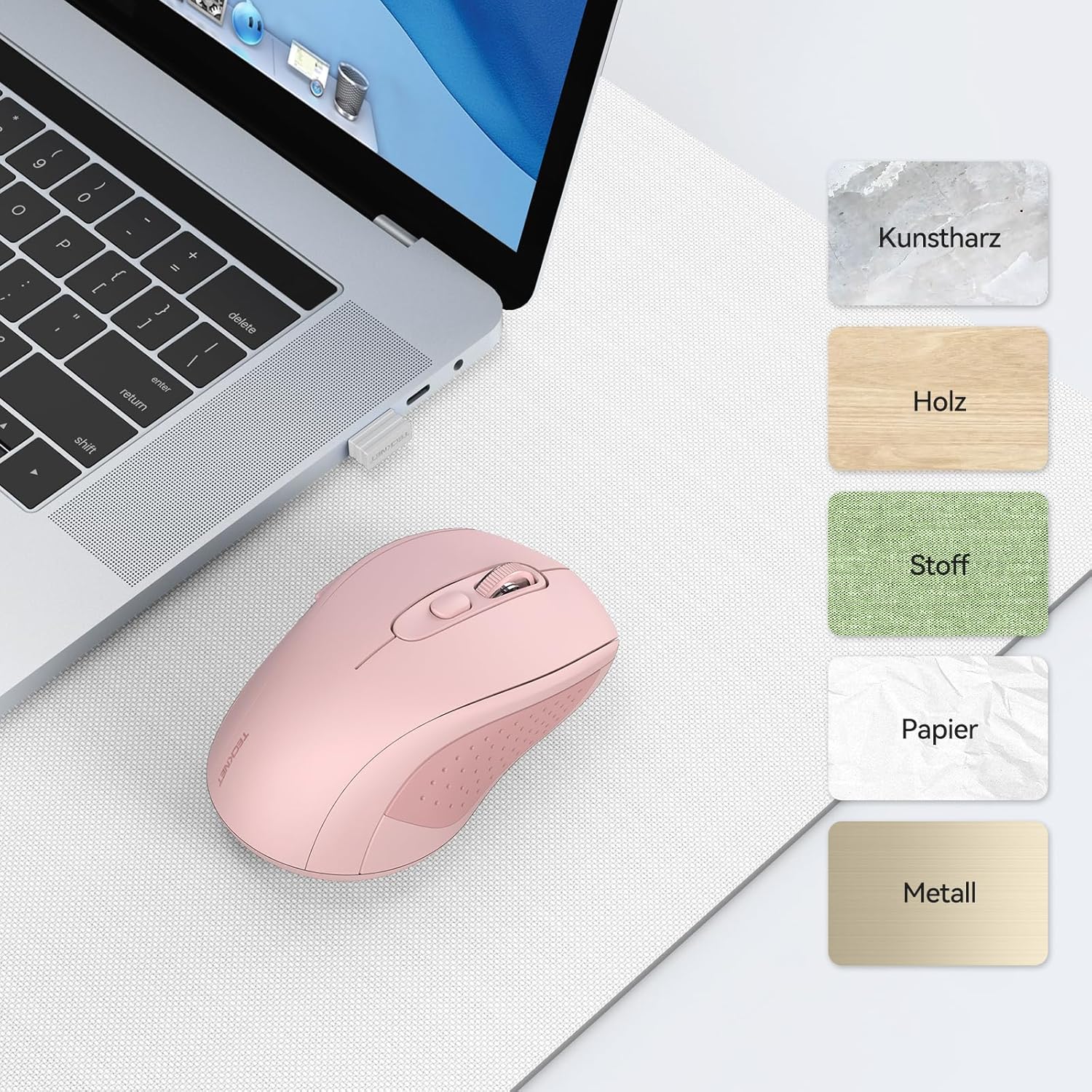 TECKNET Bluetooth Maus, 2.4G Maus Kabellos (BT 5.0/3.0 + USB A + USB C) 4000 DPI