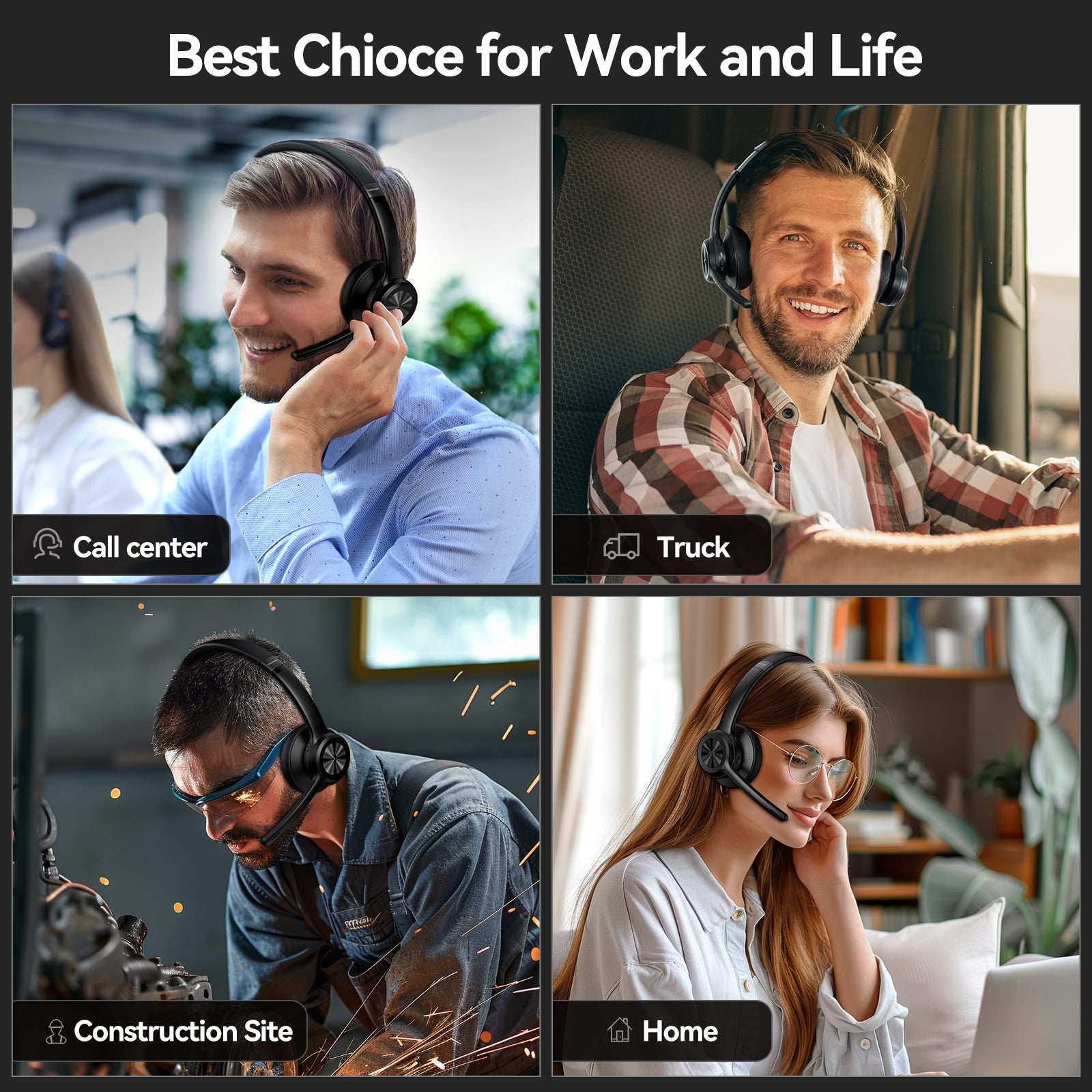 TECKNET V5.2 Bluetooth Headset mit Mikrofon