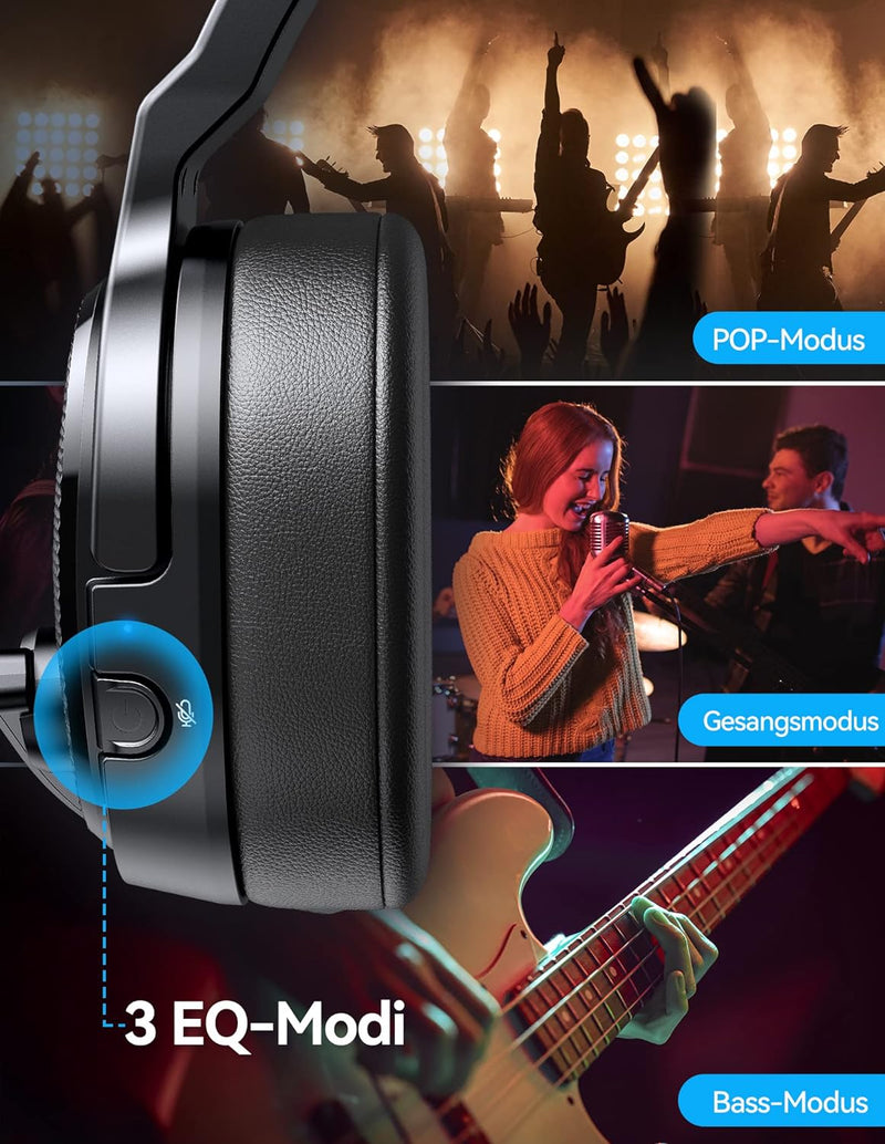 TECKNET Bluetooth Headset mit Mikrofon, Noise Cancelling Single und Dual Over Ear Headset Kabellos mit USB Dongle