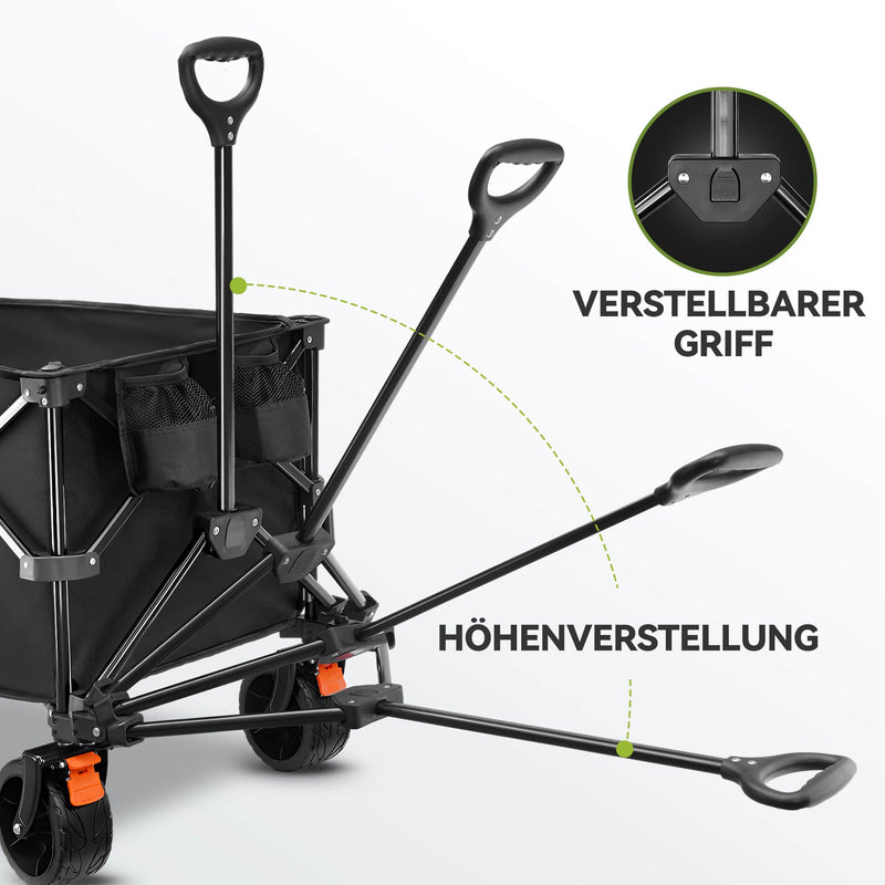 TECKNET Bollerwagen Faltbar mit Bremsen 180L/150KG