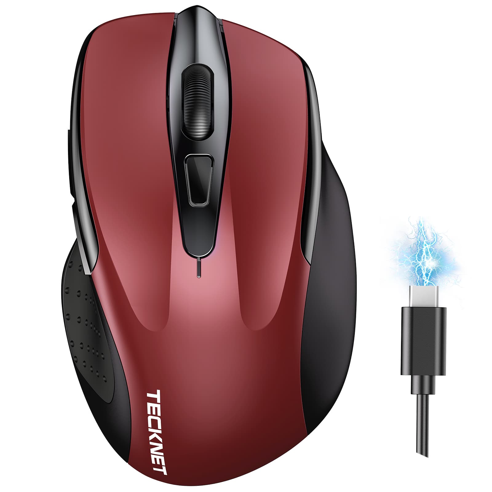 TECKNET Silent Bluetooth-Maus, kabellose wiederaufladbare Maus(Tri-Mode: BT 5.0/3.0+2.4G), 4800 DPI einstellbar